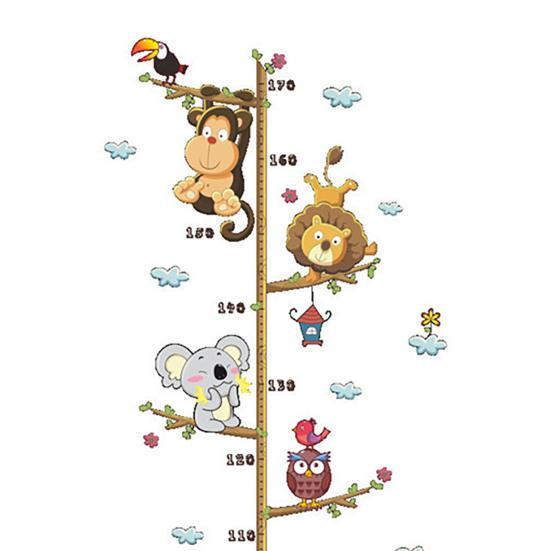 Cartoon Animal Wall Sticker Height Measurement Tree Ruler Wall Decals Peel And Stick Wall Art Decor for Nursery Kids Bedroom Living Room