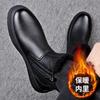 Fashion Black Wool Snow Boots for Men Winter Genuine Leather Warm Cotton Shoes Male  Fashion Casual New Designer Ankle Boots Men