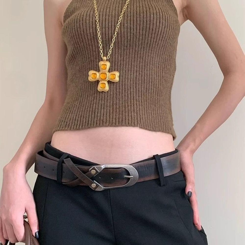 Vintage Cross Waist Belt Y2k Dress Jeans Belt Niche Women's Belt  Spicy Girls