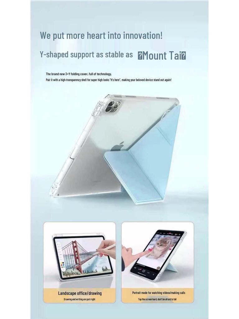 Samsung Galaxy Tab S9 Protective Case: 3+Y Fold, Transparent Acrylic, Full Coverage