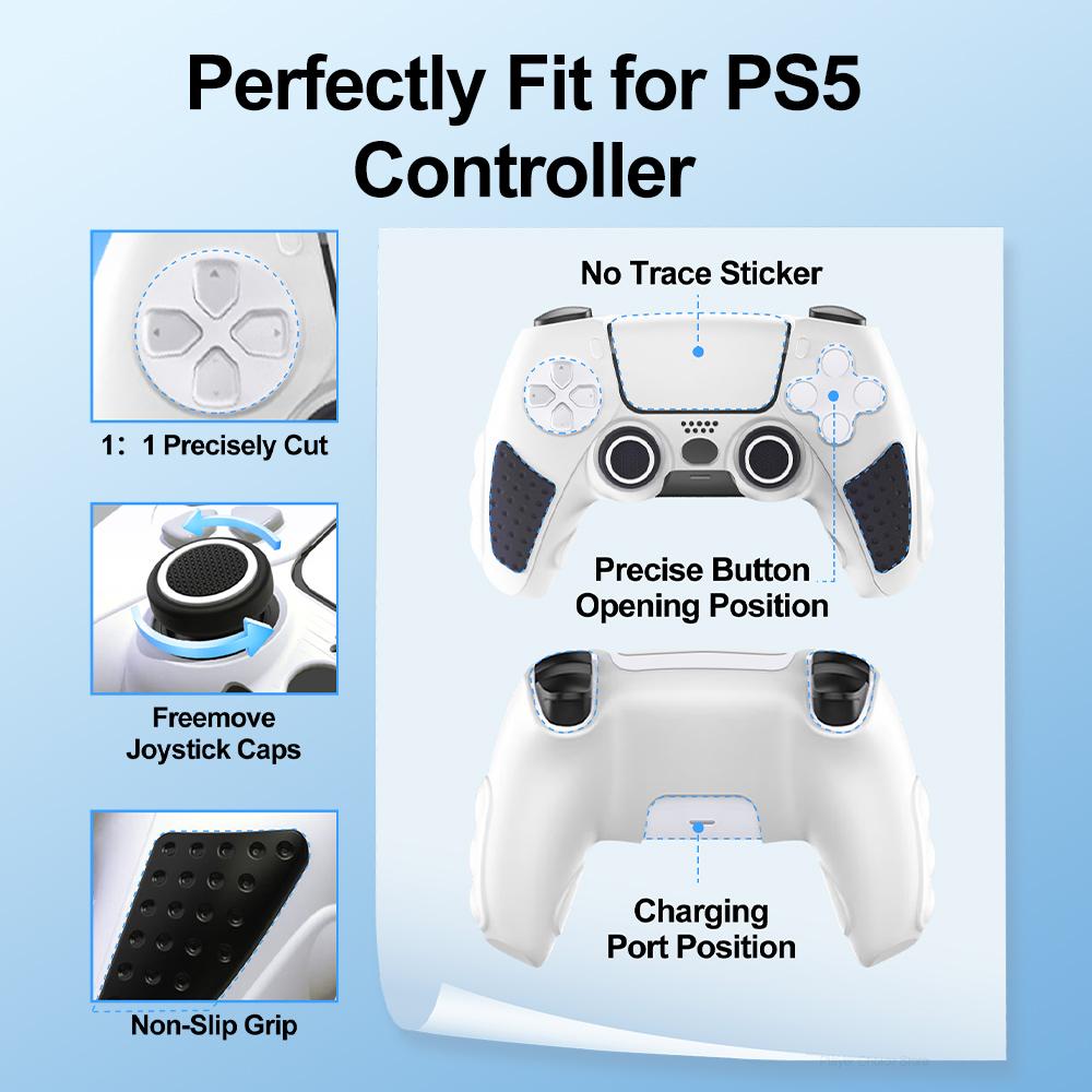 Silicone Cover for PS5 Controller Accessories IINE Protective Case Kit Anti-slip Freemove Comfortable Grip Simple Installation