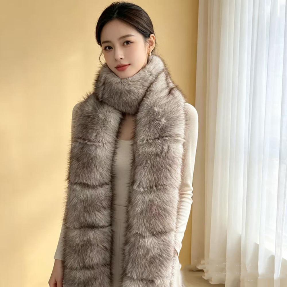 Imitation Mink Fur Long Faux Fur Scarf Thick Shawl Wrap Fleece Neck Gaiter Fluffy Scarf Winter