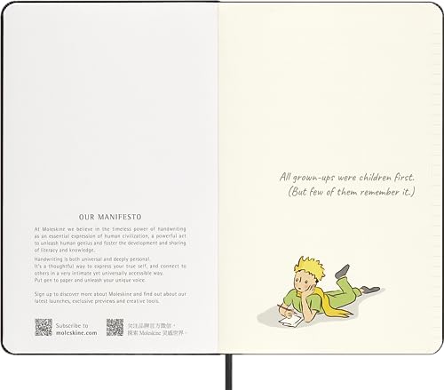 Moleskine Der Kleine Prinz Notizbuch Schwarz In Limitierter Auflage Undatierter Wochen-Monatskalender large/A5 Fester Hard Cover Einband Liniert Grau