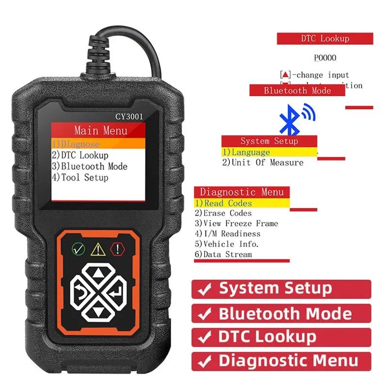 OBD2 Scanner Live Data Professional Automotive Fault Detection Device CY3001 Reading Card Engine Detection Tool Elm327