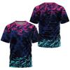 Heiß verkaufendes Sommer-Herren-Badminton-Trainings-T-Shirt mit rundem Ausschnitt, atmungsaktiv, gestreiftes Printmuster, lässiges Outdoor-Sportoberteil