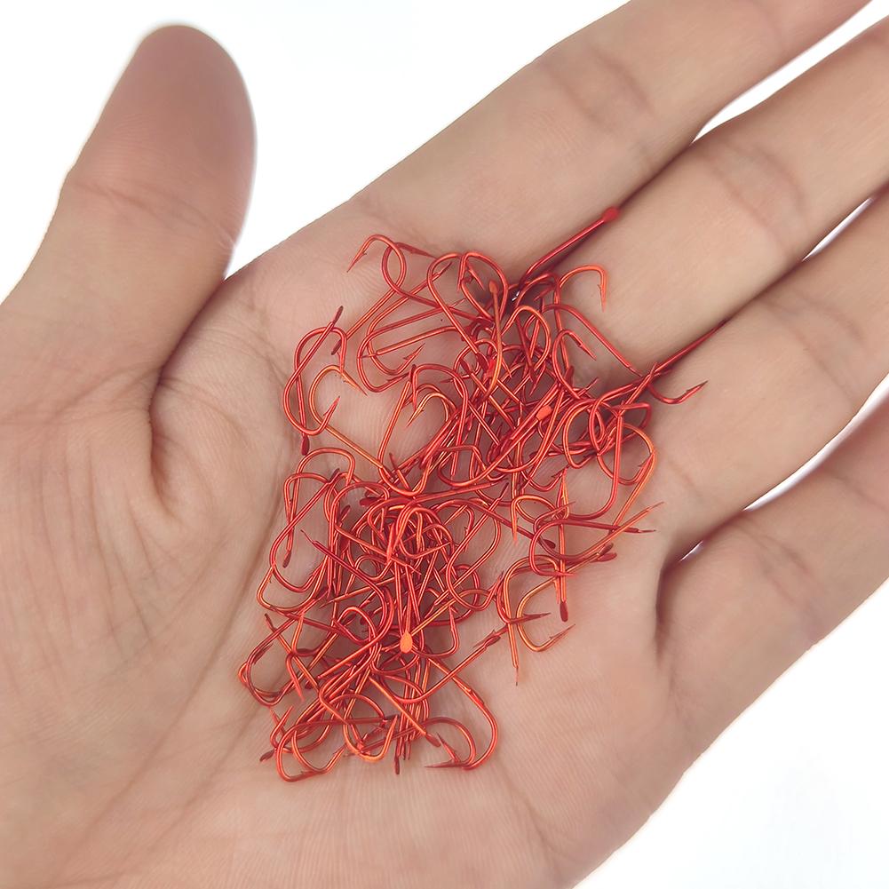 100pieces Red Fishing Hooks Live-Bait Hook High Carbon Steel Fishhook Fly Tying Hooks Carp Fishing Hook