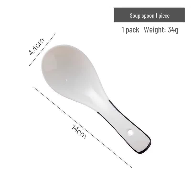 Exquisite Ceramic Long Handle Soup and Porridge Spoon