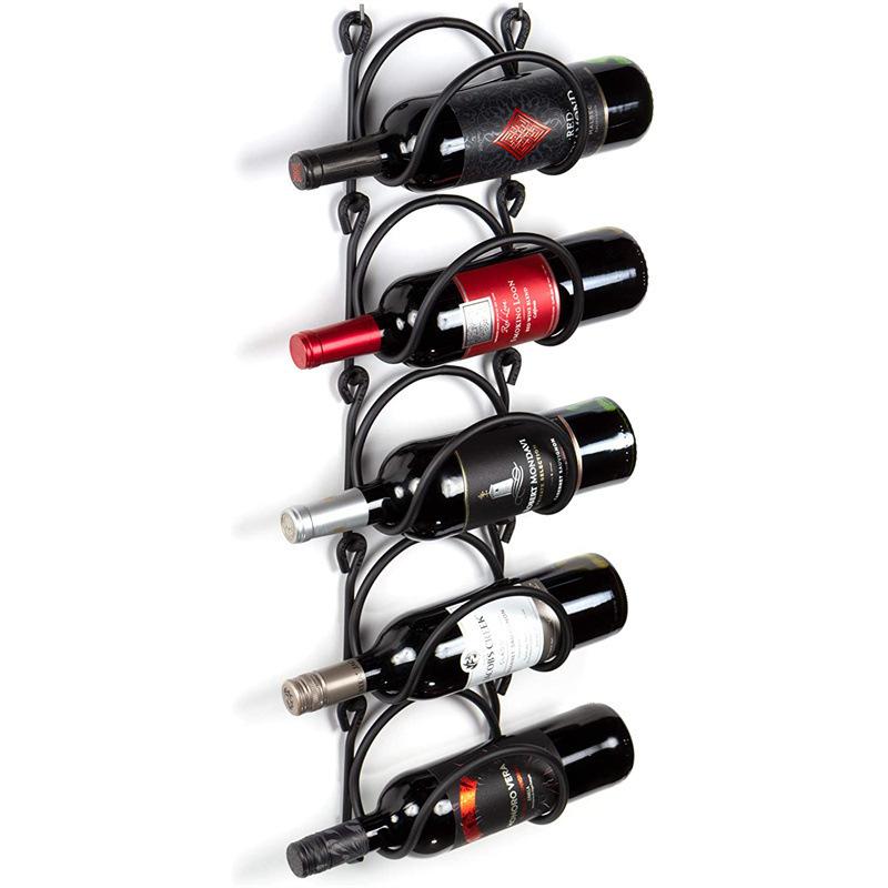 Wrought Iron Bathroom Towel Rack Wall-Mounted Wine Bottle Display Rack Simple Multifunctional Storage Shelf