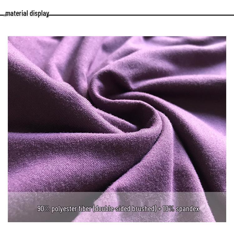 Women's Korean-Style Slimming Yoga Set with Chest Pads - Nude-Feel Double-Sided Brushed Medium-Long Sleeves