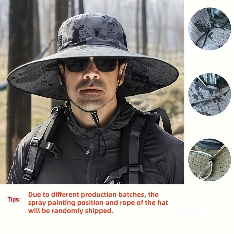 

1pc Mens Wide Brim Bucket Hat Breathable Fisherman Sun Hat Fishing Hiking Camping Outdoor Sport Casual Wear Sun Protection Cap