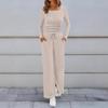 New Fall Sports Set Solid-Color Top and Wide-Leg Pants Two-Piece Set for Women