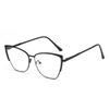Fashion cat eye flat mirror trendy ultra-light glasses frame retro color-changing anti-blue glasses metal color-changing glasses