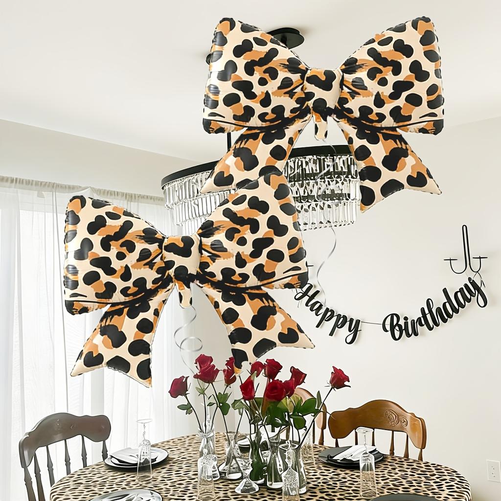 1/2pcs Matte Leopard Print Bow Balloons,for Bow decorations,birthdays,Valentine's Day,wild-themed Parties,and Girls' Nights