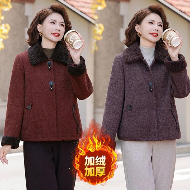 Coat Autumn and Winter Plush Thickened Woolen Top Women's Winter Warm Cotton-padded Coat Woolen Coat