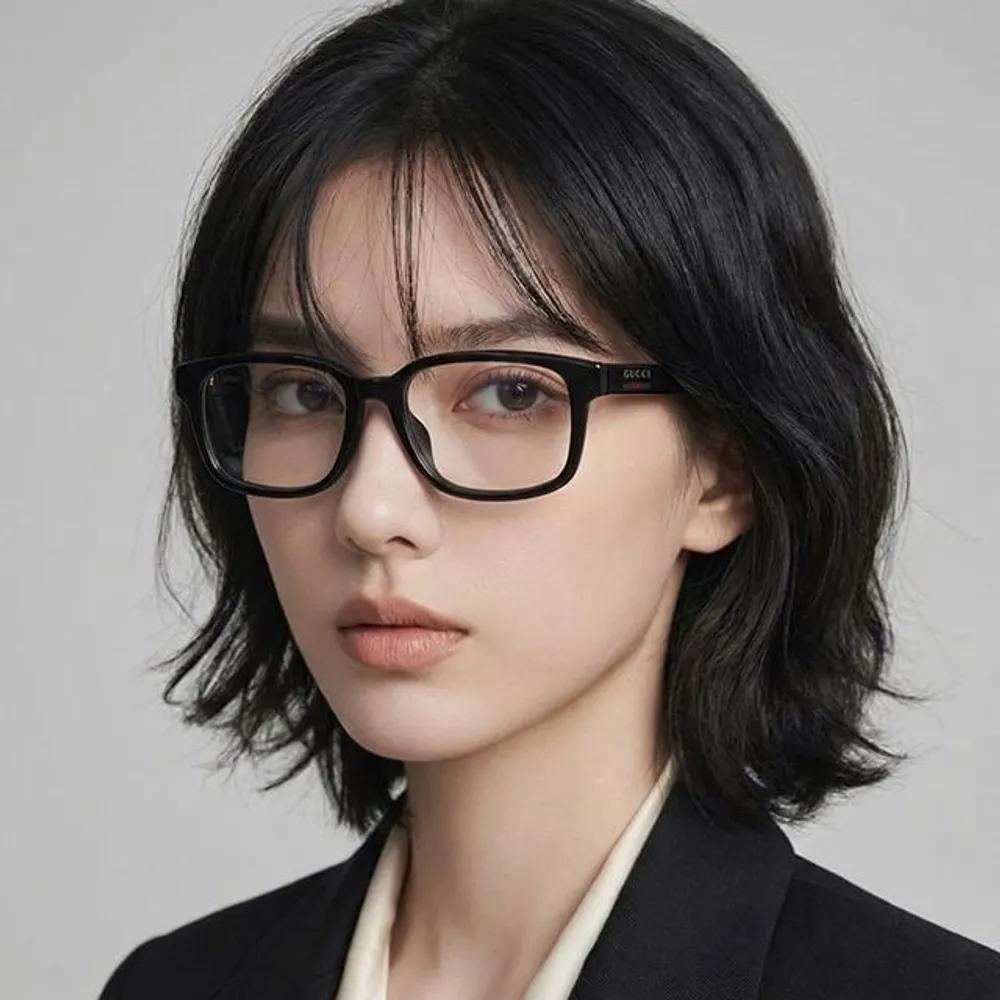 Gucci Eyeglass Frames GG2107OL 005 Black Square Horn-rimmed Fashion Men Women