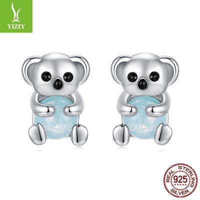 Intelligente und exquisite Koala-Ohrstecker, Nische Niedliche Tier S925 Sterlingsilber Ohrstecker.