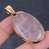 Rose Quartz Gemstone Copper Jewelry Pendant 2.13"