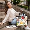 Cute Apple Pattern Tote Bag Portable Daily Handbag for Women Casual Lightweight Shoulder Bag for Work Shopping