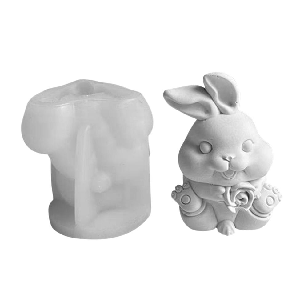 Easter Rabbit Candle Mold DIY Aromatherapy Gypsum Silicone Mold Birthday Gift Small Rabbit Silicone Mold for Window Display