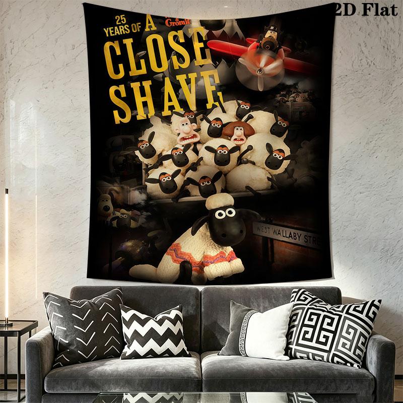 Shaun the Sheep Wall Hanging Printed Fabric Blanket Decorative Tapestries for Bedroom Living Room Home Decor