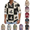 Men's Casual Long Sleeve Halloween Print Shirt Button Down Collar Relaxed Fit Lightweight Breathable Fabric Casual Sport Shirt