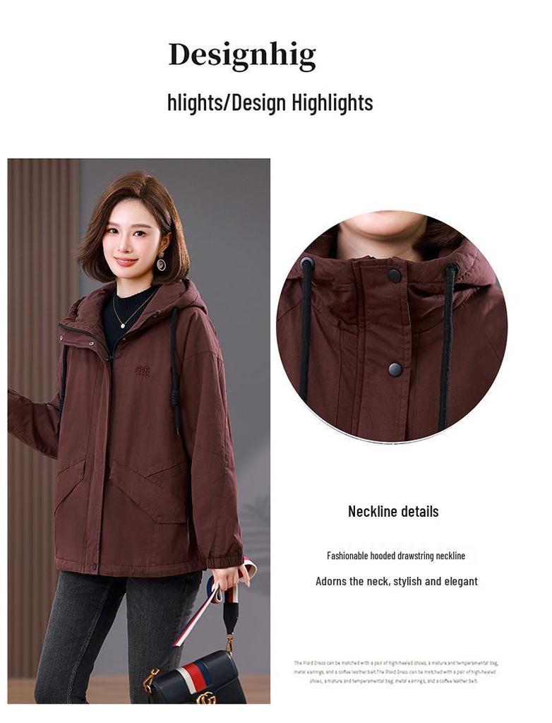 Women's Fleece-Lined Hooded Parka - New Winter Style, Warm & Casual for Middle-Aged Moms
