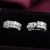 Fashion Double Row Diamond Stud Earrings Silver Plated Small Hoop Earrings for Women