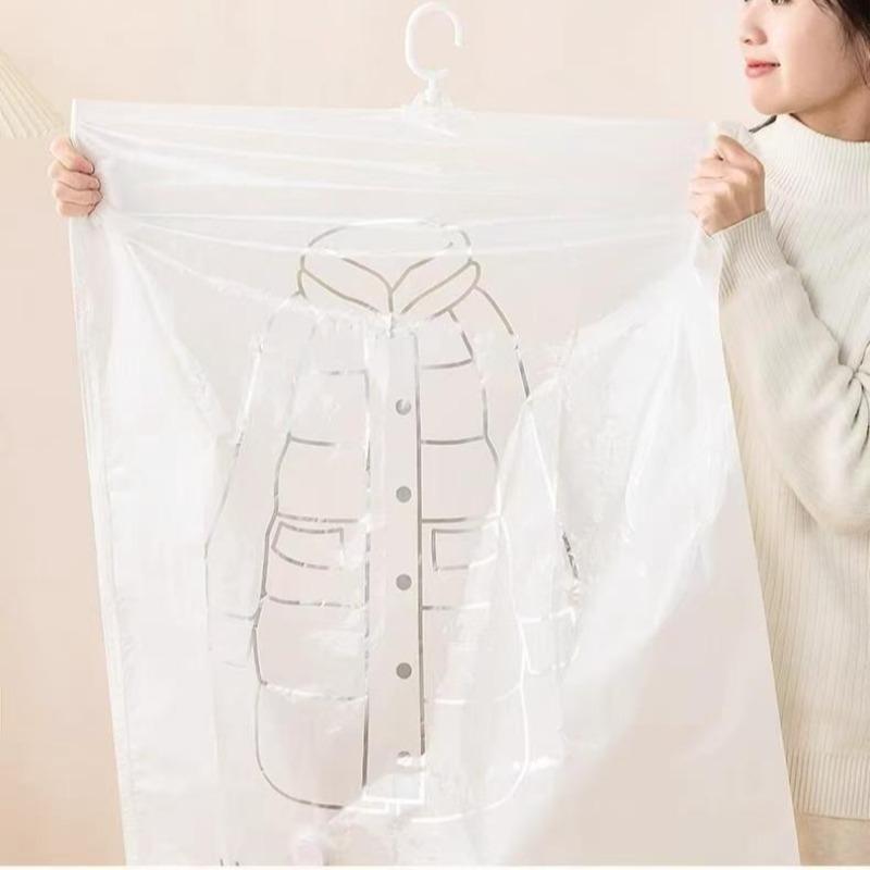 Hanging Vacuum Compression Bag Travel Coat Sweater Storage Bag Reusable Home Dustproof Closet Down Jacket Storage Bag