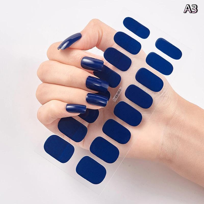 16 Piezas/Hoja Uñas Color Sólido Simple Ultradelgadas Impermeables Pegatinas para Uñas Firmes No Fáciles de Caer Larga Duración Extensión Arte de Uñas