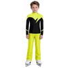 Kids Boys Figure Skating Outfit Mock Neck Long Sleeve Back Invisible Zipper Color Block Shiny Rhinestones Top with Elastic Waistband Pants Competition