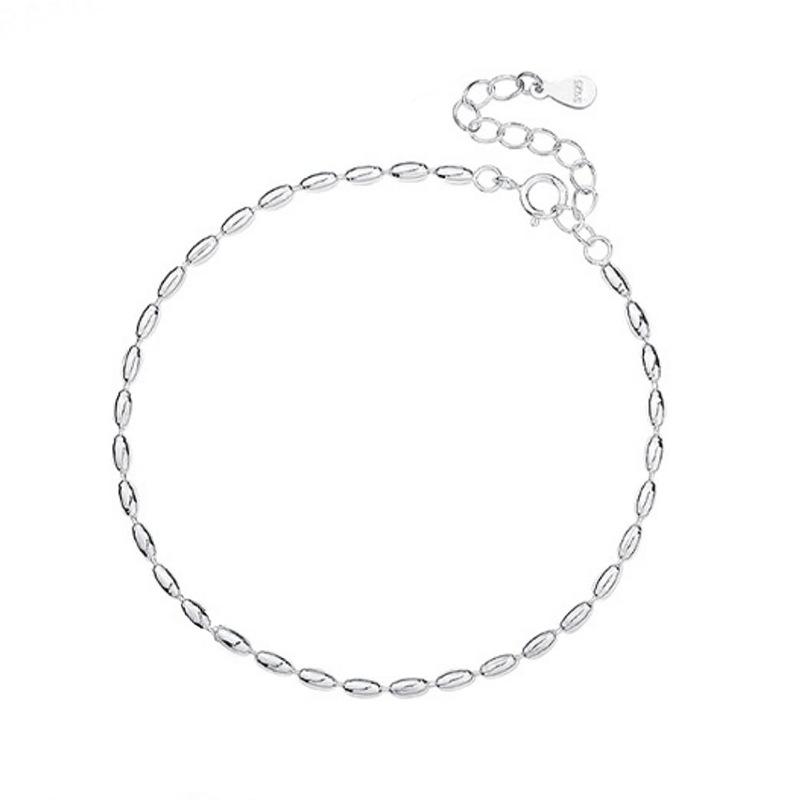 

Браслет из стерлингового серебра 925 пробы с бусами в стиле ретро, ​​простой корейский стиль, цепочка в стиле Ins, модный браслет с рисовым зерном, орнамент 925