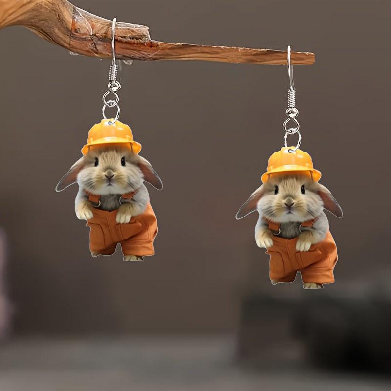 Acryl 2D Flache Ohrringe Cartoon Stil Tierdesign Anhängerohrringe Persönlichkeitszubehör Für Frauen