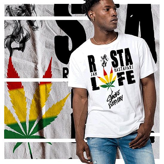 

Reggae t-shirt Roots Rock Rasta Flag Jah Rastafari Haile Selassie Rasta Life tee S