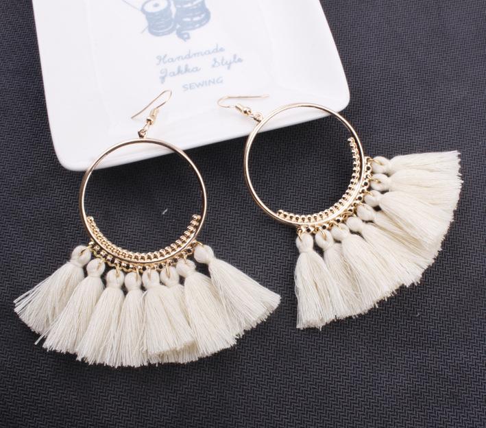 Women Fashion Bohemian Style Earrings Long Tassel Eardrop Dangle Earrings Jewelry