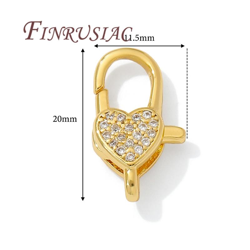 

18K Gold Plated Lobster Clasps,Brass with Zircon Heart Shape Clasps For Jewelry,Locks For Bracelets Accessories,Necklace Clasp 1 piece