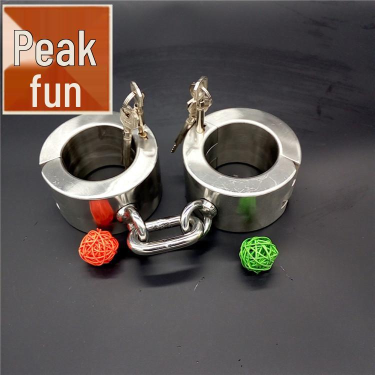 Stainless Steel Extra Heavy Locking Handcuffs, Foot Cuffs & Collar Set for Adult Use