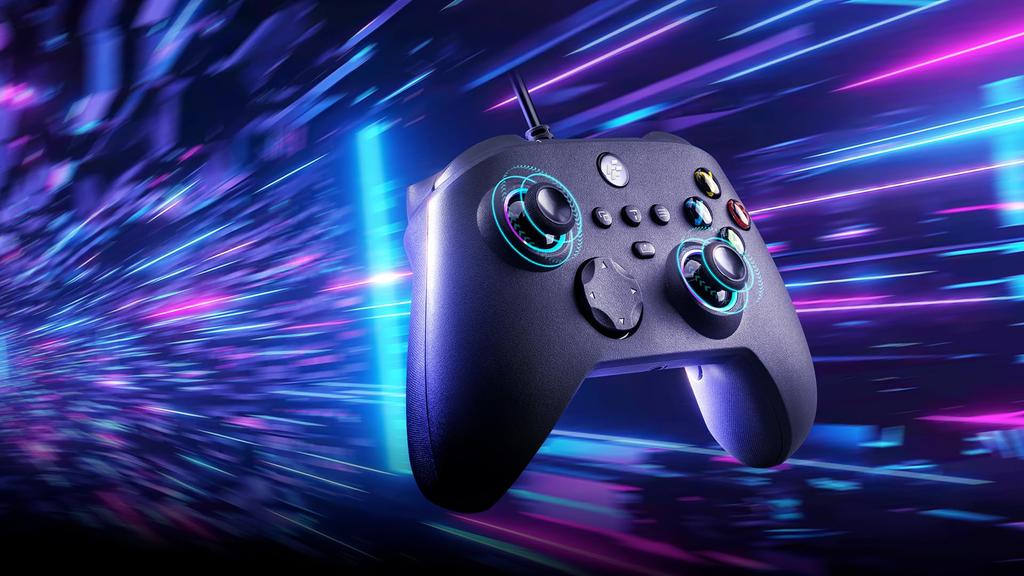 FlashFire F211 Mizar Wired Gaming Controller with Hall Effect Turbo Key Mapping and RGB Lighting Sensor, Anti-Stick Drift, Function, Function, [video