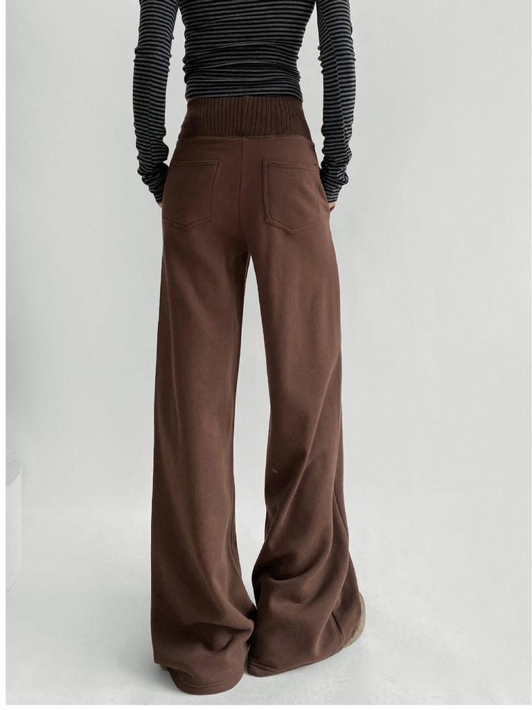 Women's Winter High Waist Velvet Lined Straight Leg Sweatpants