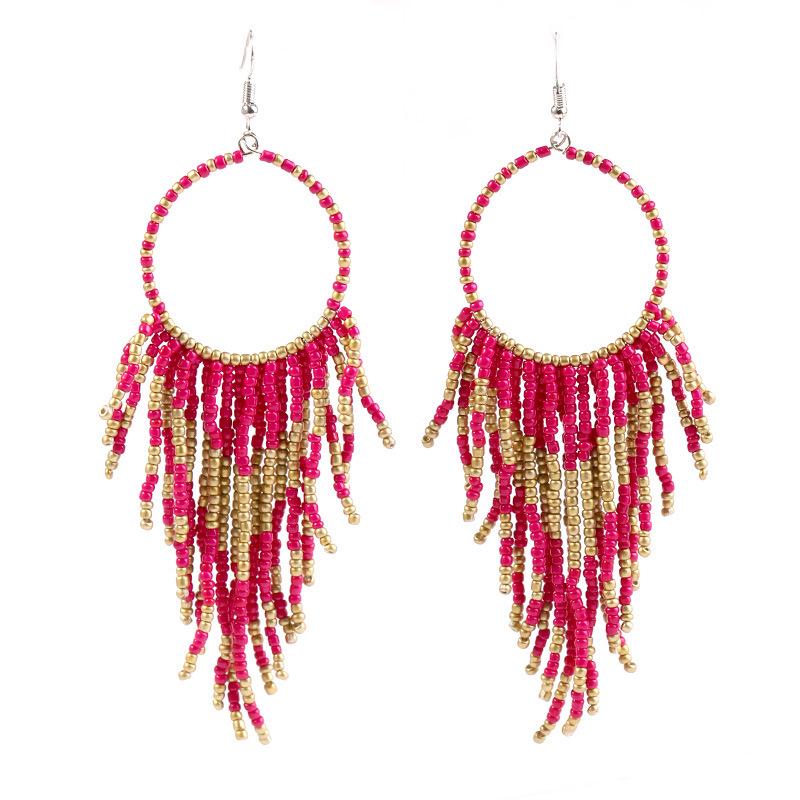 Orecchini Lunghi con Nappe di Perle Bohemian Retro Europei e Americani per Donna