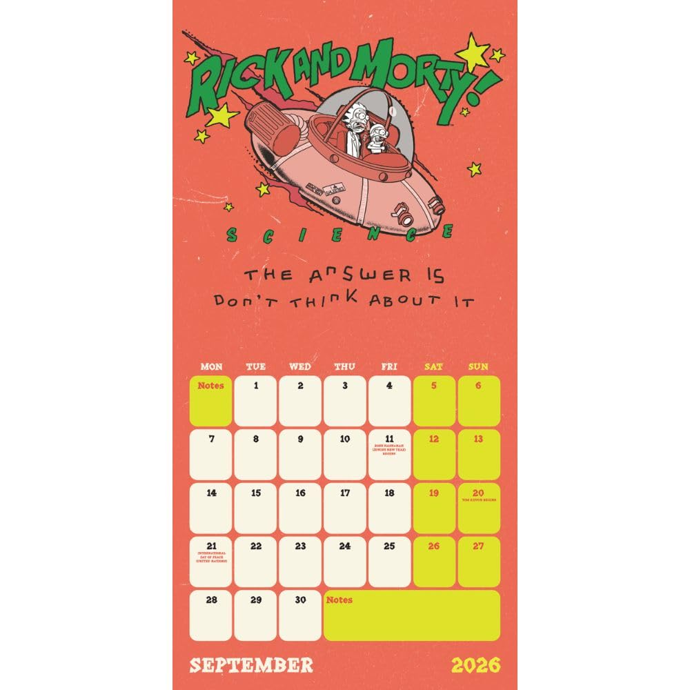 Rick And Morty 2026 Square Wall Calendar