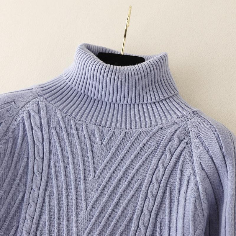 Podzim Zima Ženy Štíhlý vnitřní Polovysoký výstřih Jednobarevný Dlouhý rukáv Pletené šaty s rybím ocasem