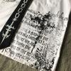 BeatStreet Y2K Weißes Hemd Retro T-Shirt Harajuku Herren und Damen Totenkopf Heilige Schrift Ley2k Oberteile Grunge Oberteile