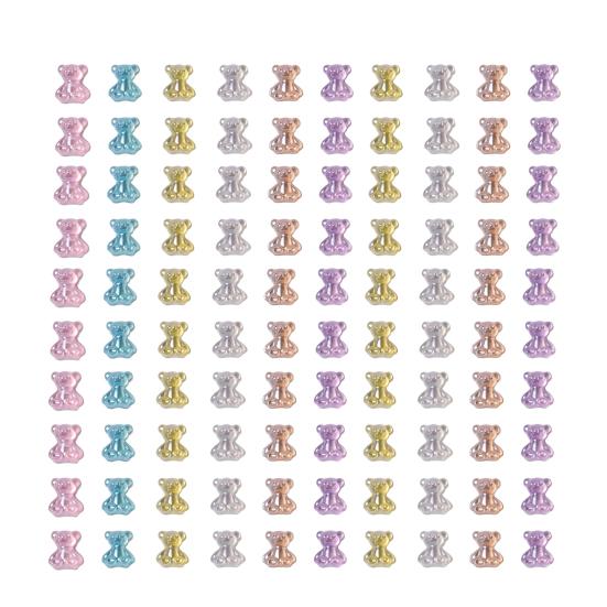 Yousheng 50Pcs Nail Ornaments Creative Shape Non-Fading Vivid Color Shiny Visual Effect 3D Love Heart Bear Style Nail Art Jewelry Charms