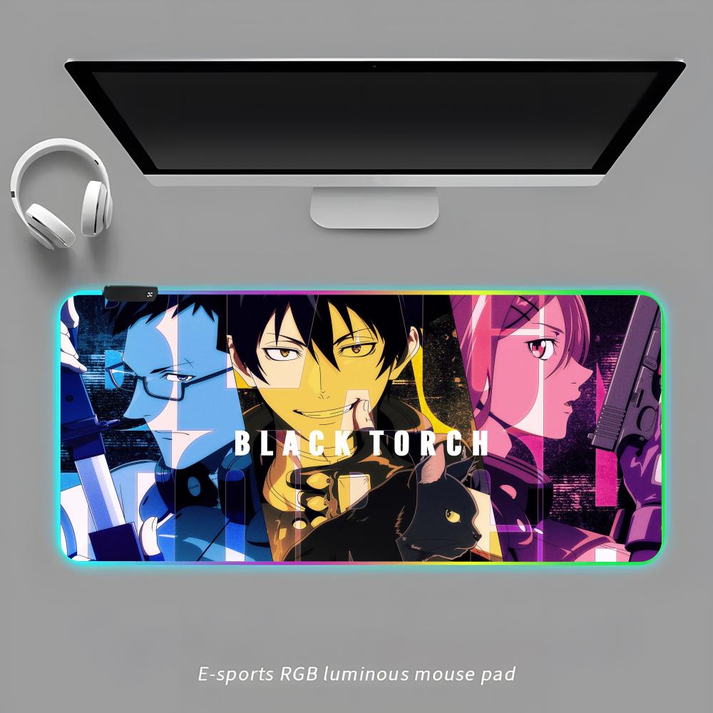 

Игровой коврик для мыши RGB Black Torch, настольный коврик HD Gamer, большой светодиодный коврик для мыши XXL RGB600x300x3mm