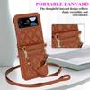 Lanyard Cards Solt Leather Wallet Case For Samsung Galaxy Z Flip 6 5 4 3 5G Flip5 Flip6 Purse Bag Crossbody Strap Pocket Cover