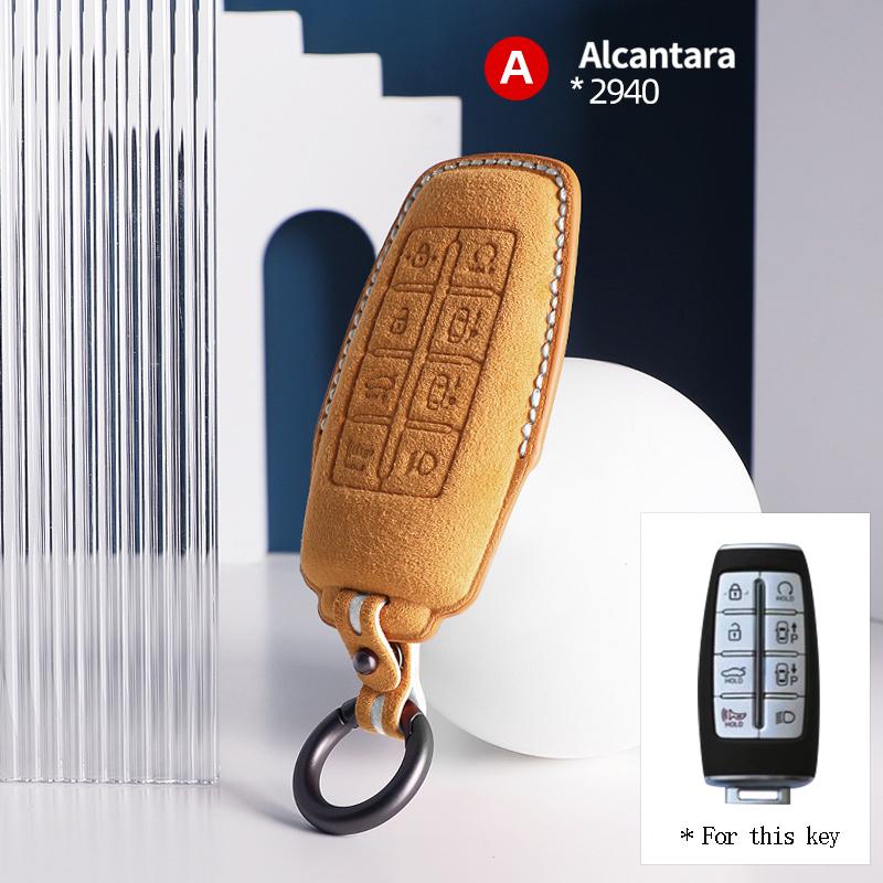 Interior Mouldings For Genesis G80 GV70 GV80 2020 2021 2022 Alcantara High-quality Car Key Case Cover Holder Key Shell Buckle Ac