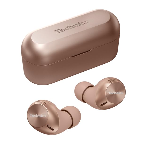 

Technics Wireless Earphones Rose Gold Bluetooth Noise Canceling 3 Units Multipoint IPX4 LDAC Compatible High Resolution Sound Quality Playback App рожевий колір золота