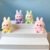 New Style Macaron Flocking LABUBU Plush Toys DIY Cartoon Cute Mini Doll Desktop Ornament Holiday Gifts