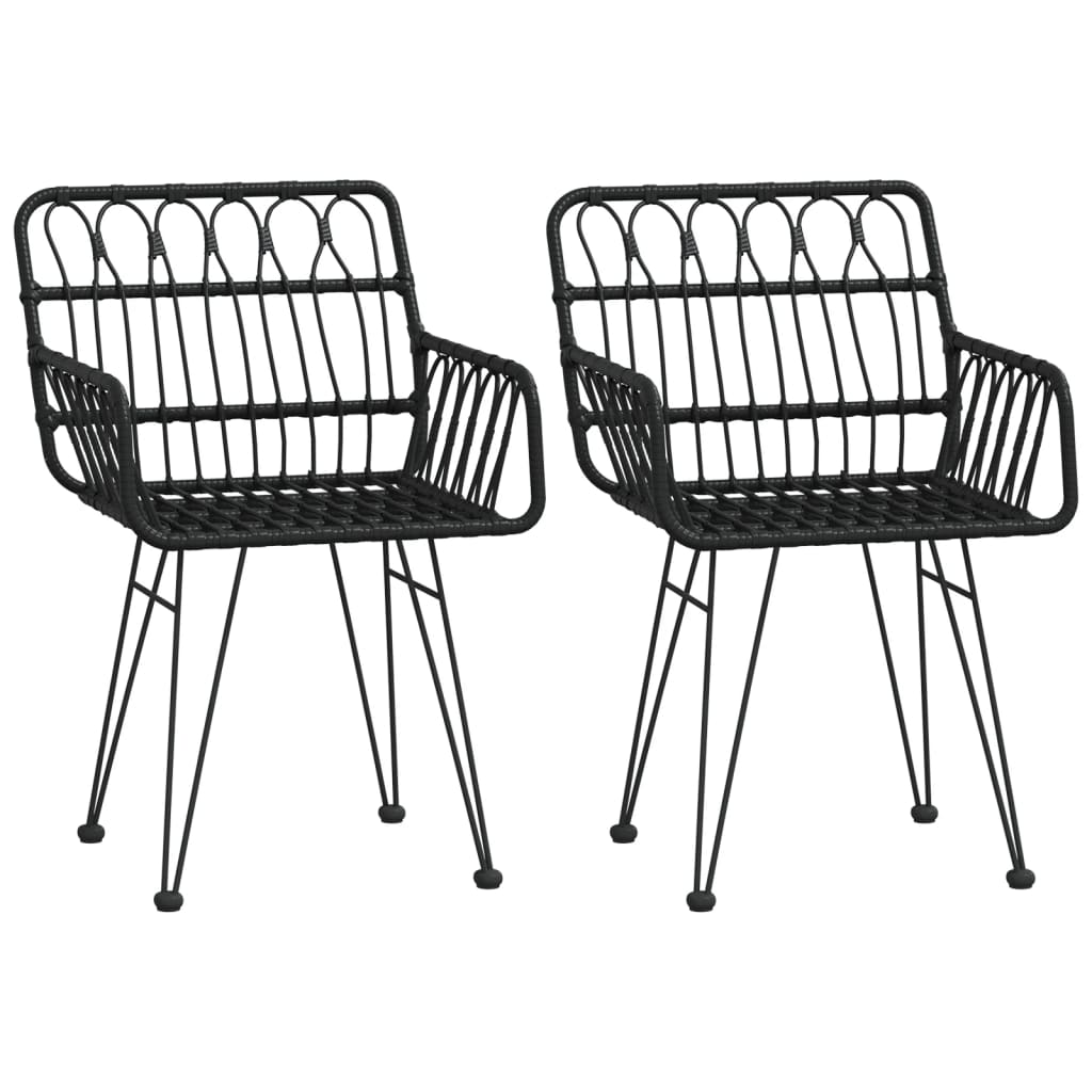 3 Piece Outdoor Dining Set Black Poly Rattan