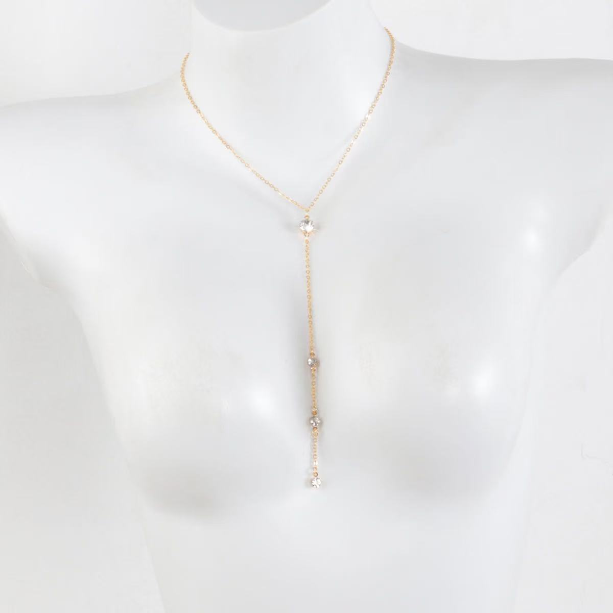 

Zircon water droplet tassel necklace, high-end temperament collarbone chain, fashionable niche personality versatile necklace золотой